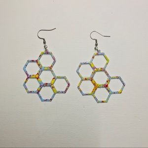 3D printed Handmade Earrings | Honeycomb Design